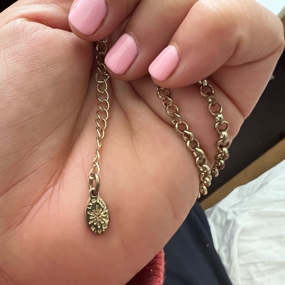 Long chain necklace with metal tassel and turquoise crystal - Picture 2 of 5